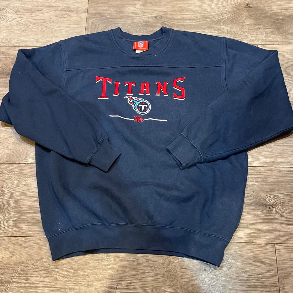 Vintage Tennessee Titans Sweatshirt Men Large‎ Navy Embroidered Crewneck